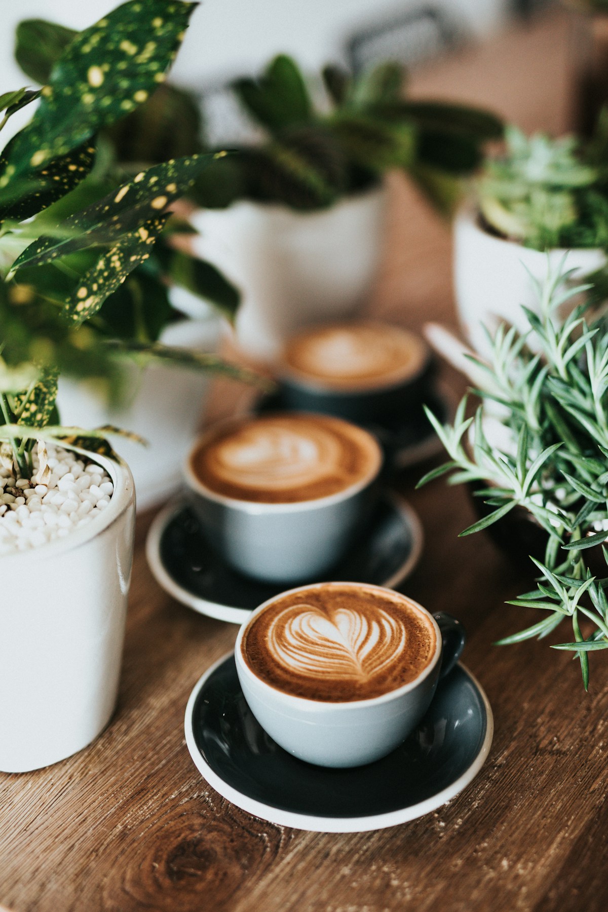Kaffee zum Mitnehmen in Pappbecher an der Theke